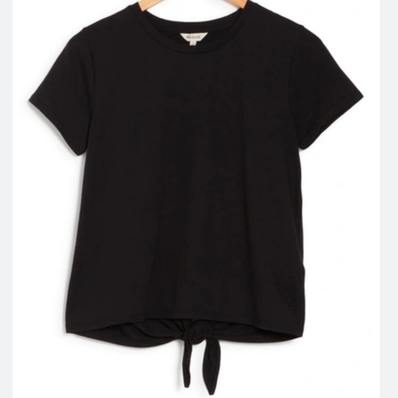 Madewell knot-back detail short sleeve true black cotton size small - Picture 3 of 10